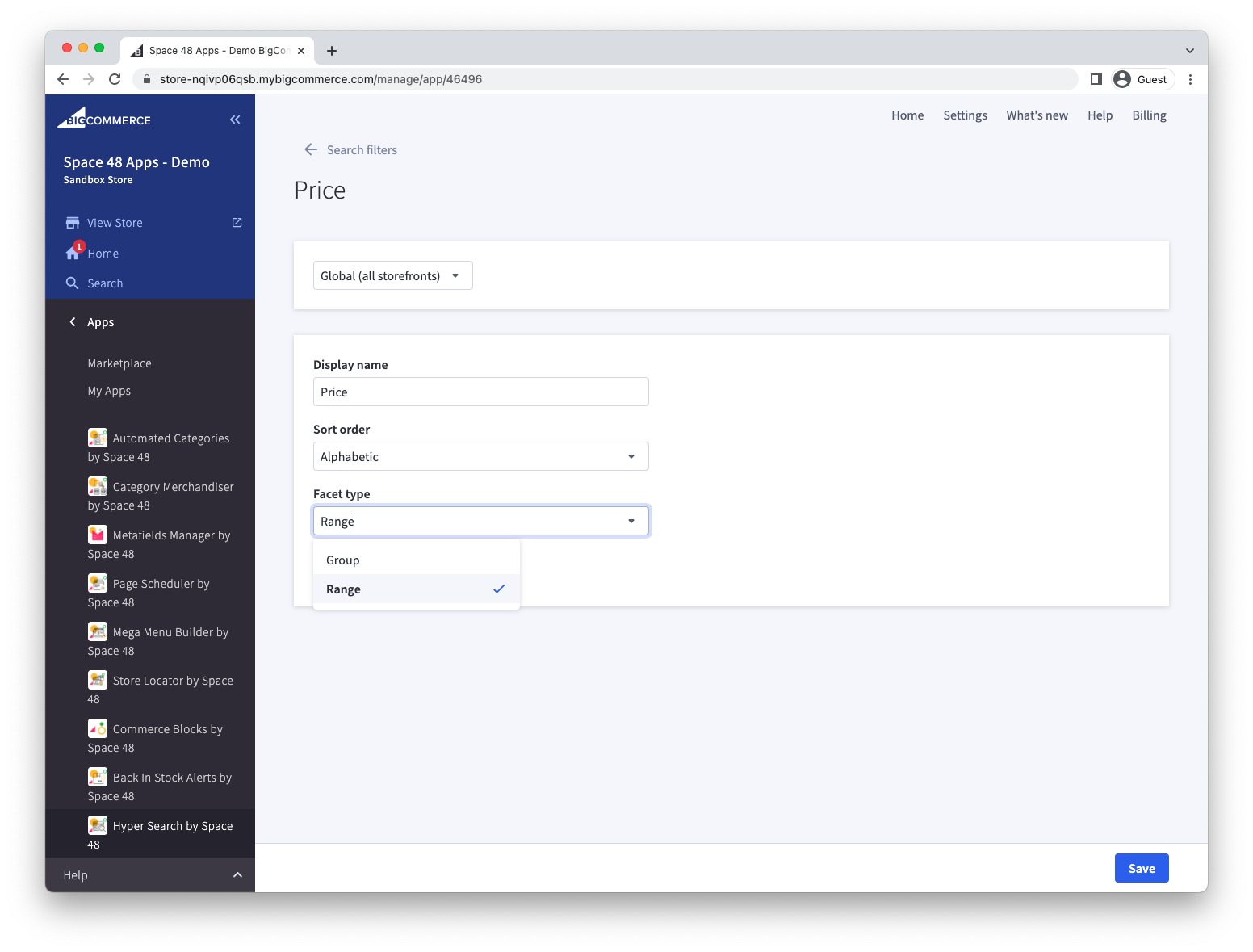 Filter option sort order set to count